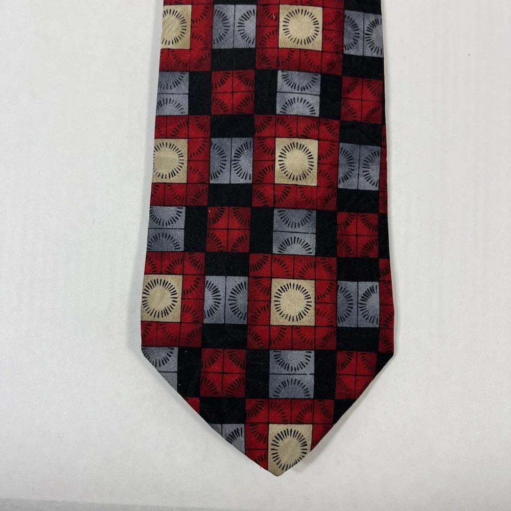 J Blades and Co Mens Tie  4 in W x L 63 in Silk Red Black Silver Blue